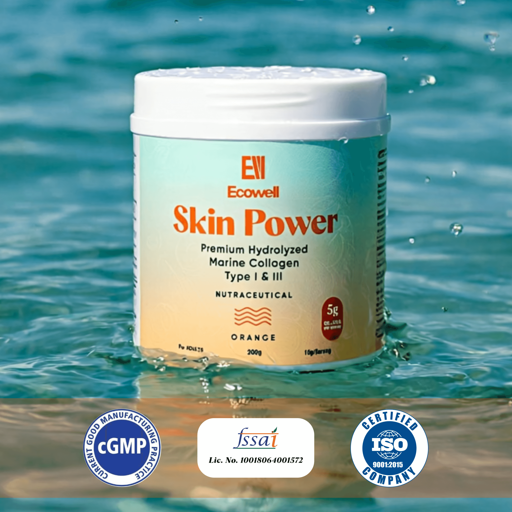 Ecowell Marine Collagen Powder | Skin Glow, Hair & Nail Support