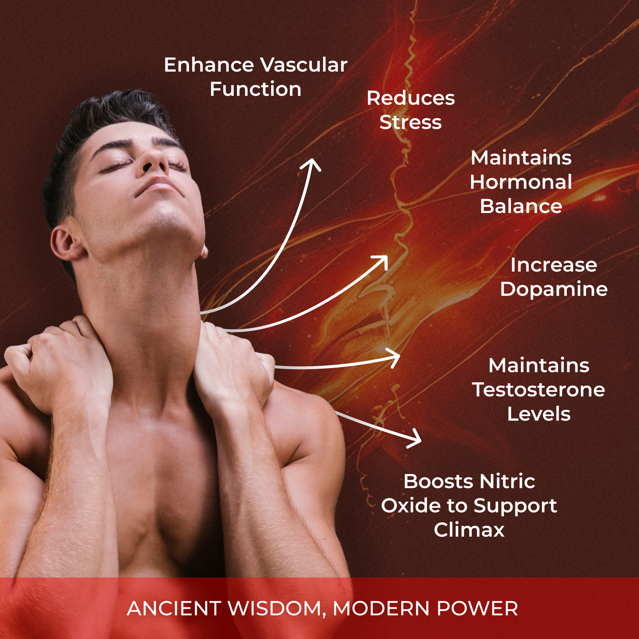 Man relaxing with wellness benefits, including enhanced vascular function and hormonal balance.