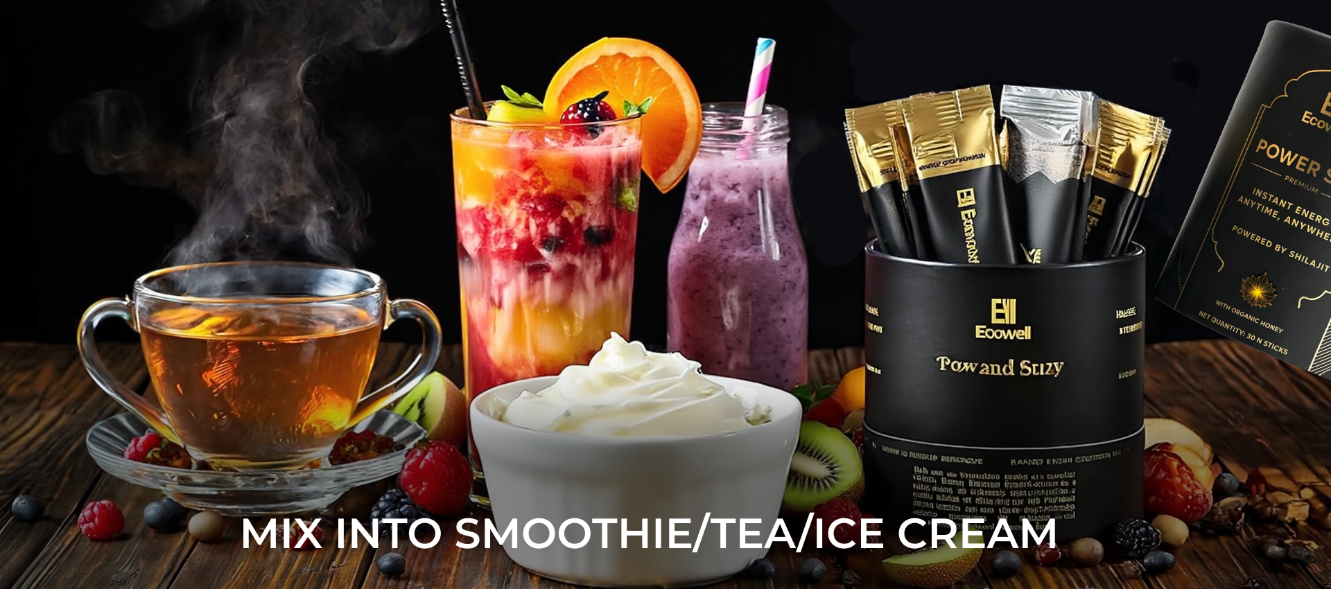 Mix into smoothie/tea/ice cream