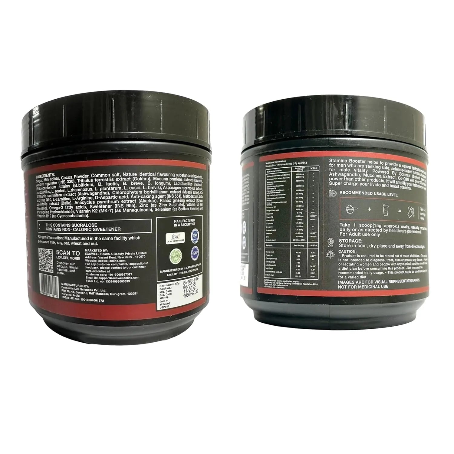 Two containers of ECOWELL STAMINA BOOSTER with labels on a white background