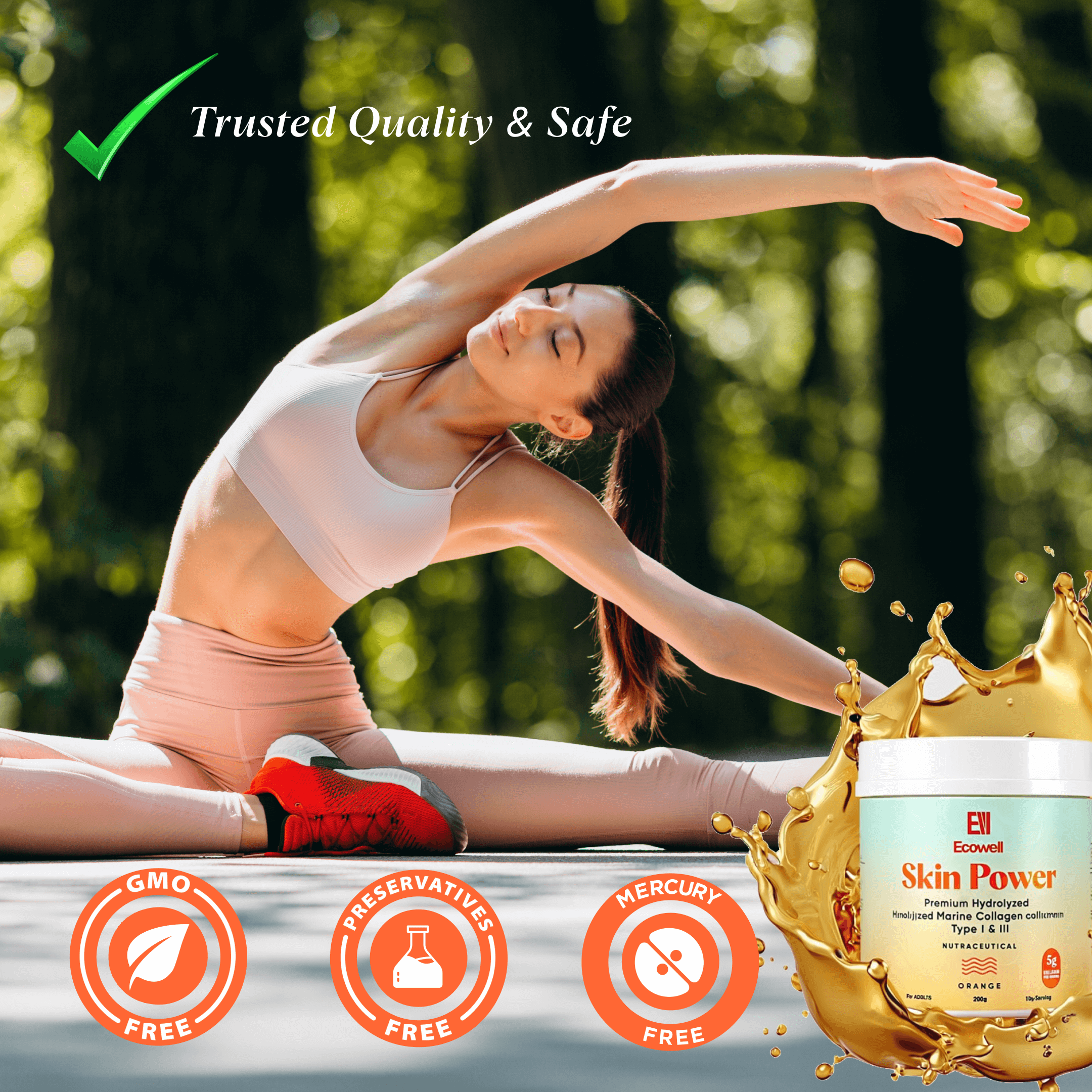 Ecowell Marine Collagen Powder | Skin Glow, Hair & Nail Support