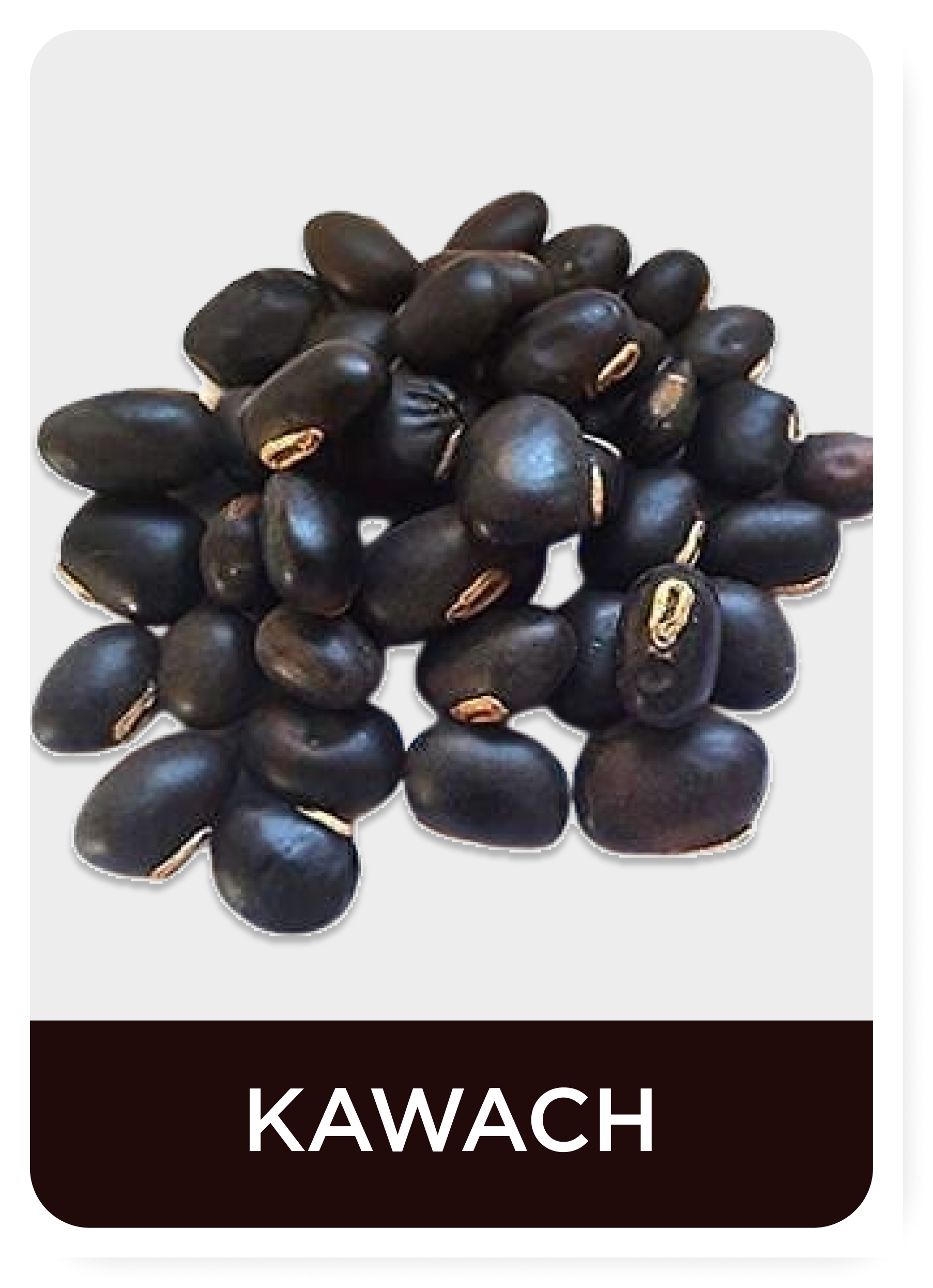 Black beans on a white background with 'KAWACH (Mucuna Pruriens)' branding.