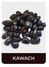 Black beans on a white background with 'KAWACH (Mucuna Pruriens)' branding.