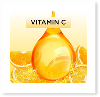 Vitamin C droplet with orange slices on a white background