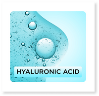 Hyaluronic acid with water droplets on a blue background