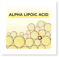 Bubbles with 'Alpha Lipoic Acid' text on a yellow background