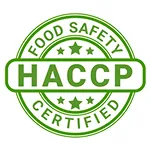 HACCP certification logo with green text on a white background