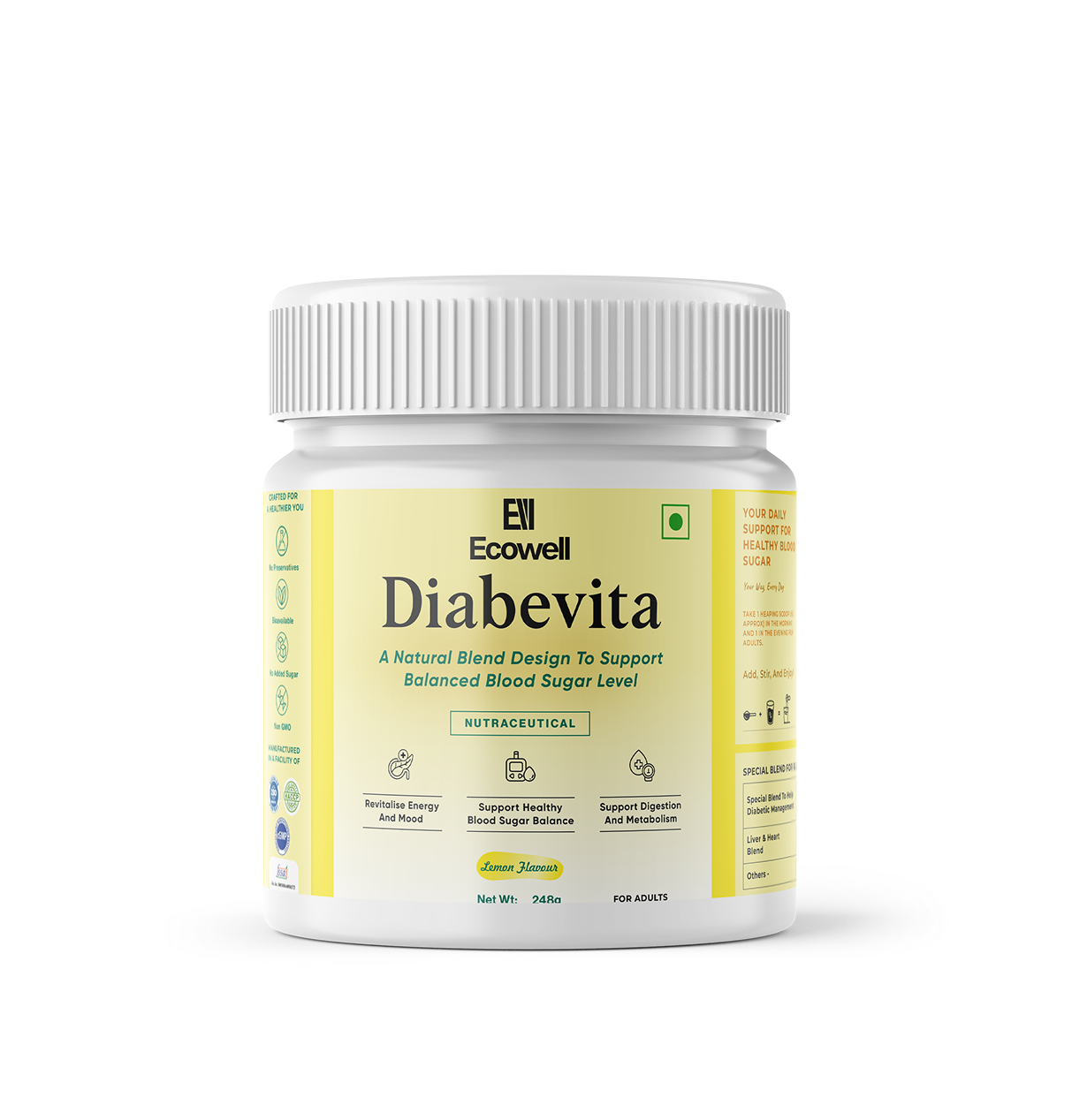 Diabevita herbal blood sugar support powder pack for balanced glucose levels and diabetes management.